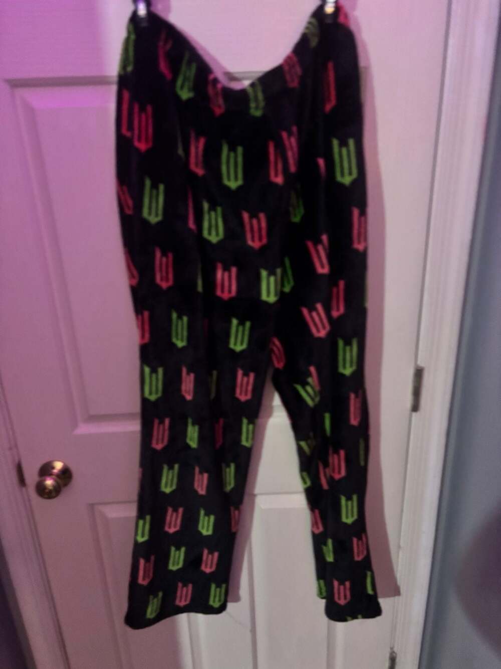 Wicked Lounge Pants Size XL/XG Black Pink Green Fleece